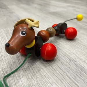 Vintage Heinz Lorenz Wooden Dachshund Pull Toy, Germany